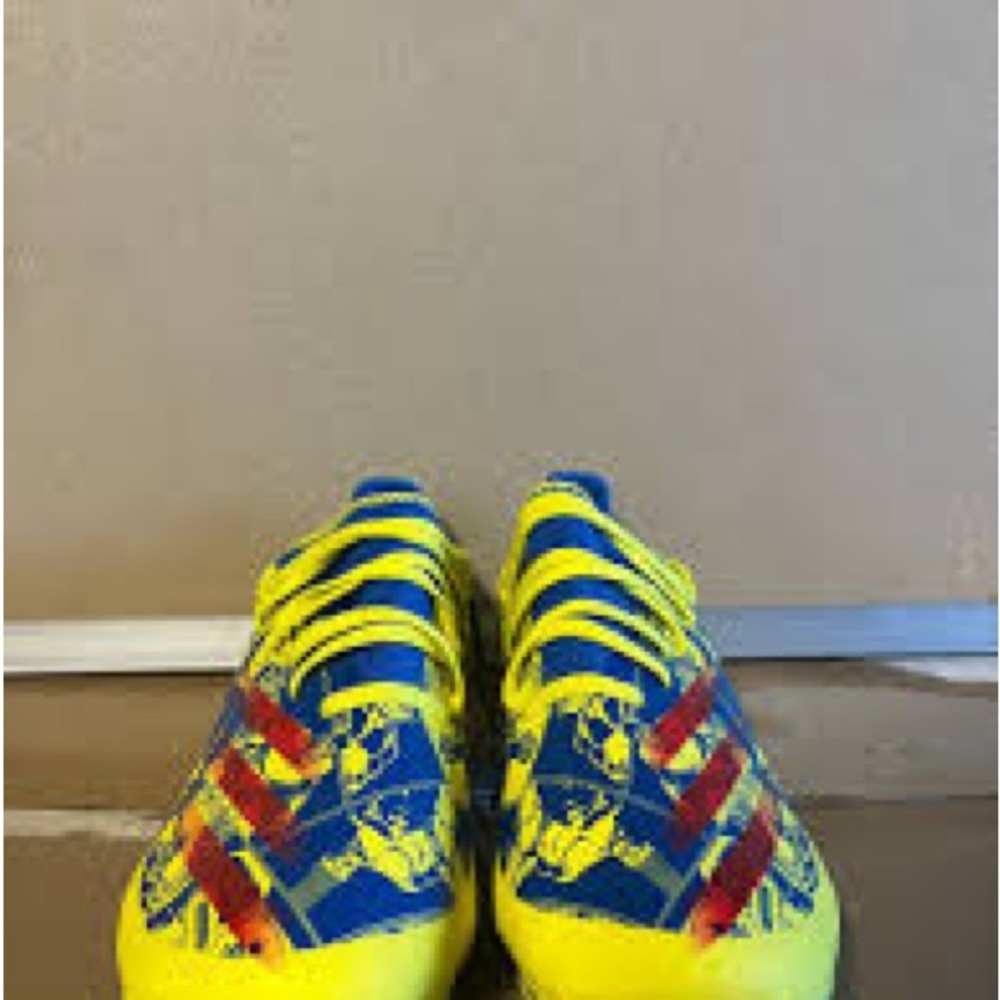 Adidas Kids' Bright Yellow and Blue Sneakers